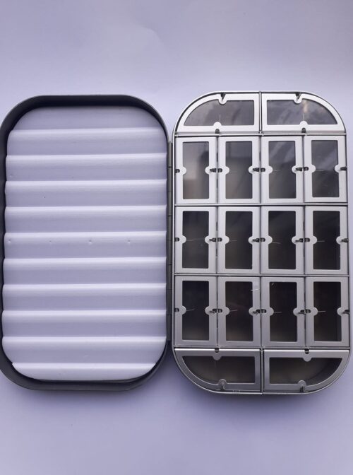 Aluminium Fly Box with spring compartments and foam 155mm x 90mm x 25mm –  Tiernan Brothers